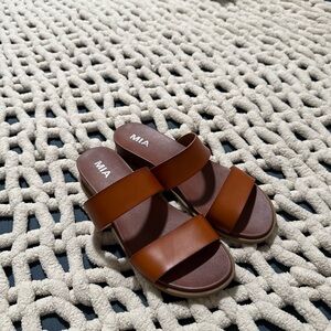 MIA Tan Slide Sandals